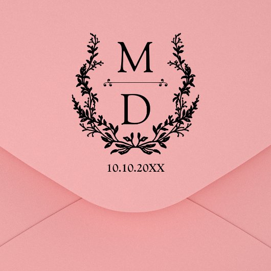 botanical modern initials monogram wedding 	rubberstempel