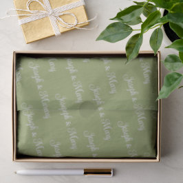 Botanical Moss Green & Delicate Lavender Script  Tissuepapier