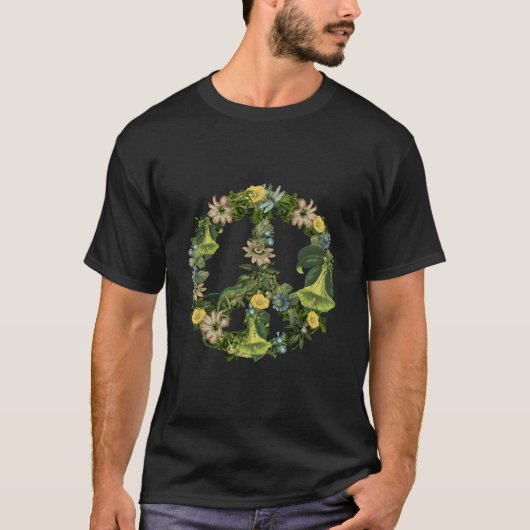 Botanical Nature Illustration Peace Sign T-shirt (Voorkant)