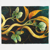 Botanical Orchid Greens & Golds Fleece Deken (Voorkant (Horizontaal))