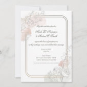 Botanical Outline Sage & Blush Floral Wedding  Kaart (Voorkant)
