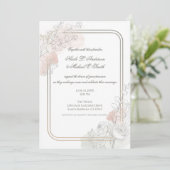 Botanical Outline Sage & Blush Floral Wedding  Kaart (Staand voorkant)