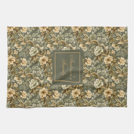 Botanical Pastel Look Personalized Modern Towel  Theedoek (Horizontaal)