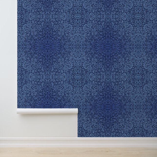 Botanical Pattern in Blue 2 Behang (Applicatie)