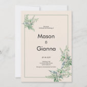 Botanical pink mint ivory floral Wedding Kaart (Voorkant)