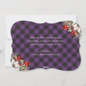 Botanical Purple Plaid String Lights New Year Card Feestdagenkaart (Achterkant)