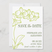 Botanical Retro Bold Chartreuse Photo Wedding Save The Date (Voorkant)