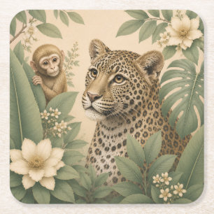 Botanical Safari Luipaard Papier Onderzetter