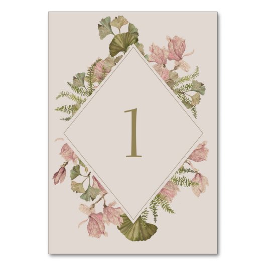 Botanical Soft Warm Taupe Wedding | Floral & Fern Kaart (Voorkant)