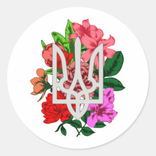 Botanical still and Oekrainian trident tryzub Ronde Sticker