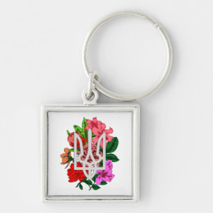Botanical still and Oekrainian trident tryzub Sleutelhanger