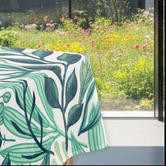 Botanical style tablecloth, green leaf tablecloth Tafelkleed