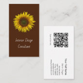 Botanical Sunflower QR code Designer Rustic Visitekaartje (Voorkant / Achterkant)