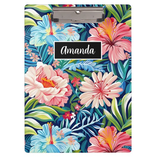 Botanical Tropical Summer Flowers Pattern Floral Klembord (Voorkant)
