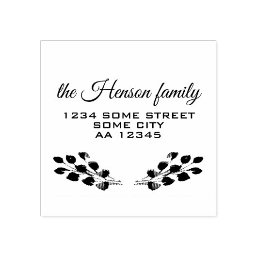 Botanical Twigs Script Family Name Address Rubberstempel (Afrduk)