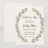 Botanical Twin Baby Shower Olive Branch Boho Green Kaart (Voorkant / Achterkant)