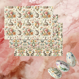 Botanical Vintage Easter Eggs Bunny Spring Floral Inpakpapier Vel