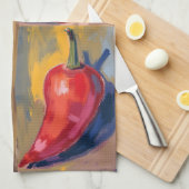 Botanical Watercolor Chillie Kitchen  Theedoek (Quarter Fold)