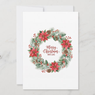 Botanical Watercolor Christmas Wreath Card Feestdagenkaart