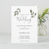 Botanical watercolor leaves wedding invitation (Debout devant)
