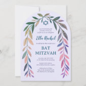 Botanical Watercolor QR Code Bar Bat Mitzvah Arch Kaart (Voorkant)