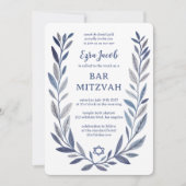 Botanical Watercolor Star of David Bar Bat Mitzvah Kaart (Voorkant)