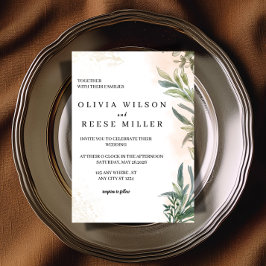 Botanical Watercolor Wedding Invitation Kaart