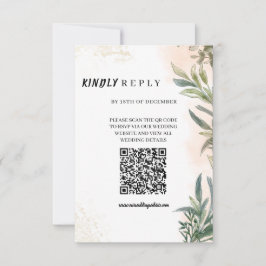 Botanical Watercolor Wedding RSVP Card Kaartje