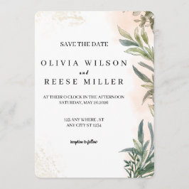 Botanical Watercolor Wedding Save the Date Kaart