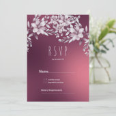 Botanical white  burgundy floral gradient RSVP Kaart (Staand voorkant)