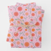 Botanical Wildflower Dandelion Pink Pattern  Inpakpapier Vel (In situ)