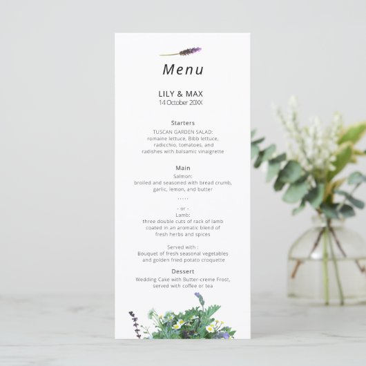 Botanical Wildflower Wedding Menu (Debout devant)
