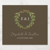 Botanical Wreath Earth Tone Wedding Likeurfles Etiket (Enkel label)