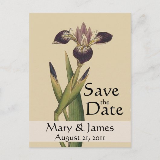 Botanicals Iris Save the Date Briefkaart (Voorkant)