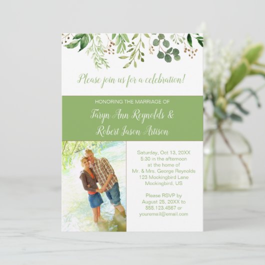 Botanicals Photo Block Uitnodiging alleen voor rec (Staand voorkant)