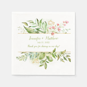 Botanicals Roze Bloemen Goud Geometrische Receptie Servet