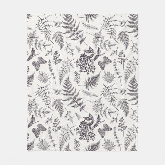 botanie & vlinderpatroon fleece deken (Voorkant)