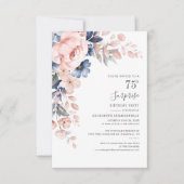 Botanique 75e anniversaire Invitation rose floral (Devant)