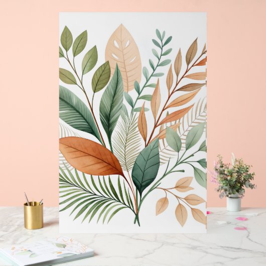 Botanique Abstrait Wall Art - Feuilles tropicaux (Mariage)