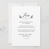 Botanique Amour & Merci Mariage photo personnalisé (Dos)