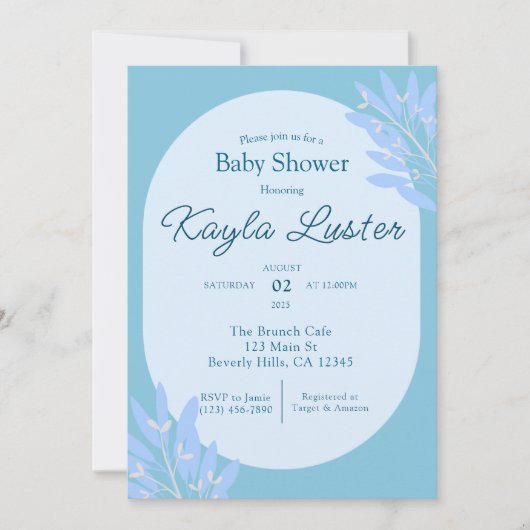 Botanique Baby Boy Shower Invitation (Devant)