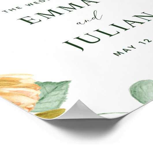 Botanique Boho Greenery Blanc Mariage Affiche de b (Coin)