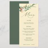 Botanique Boho Greenery Pastel Yellow Mariage Menu (Devant / Derrière)