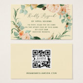 Botanique Boho Jaune Mariage QR Code carte RSVP (Devant & derrière)