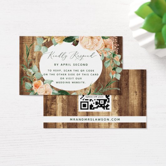 Botanique Boho Rustique Mariage QR Code carte RSVP (Bureau)