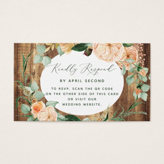 Botanique Boho Rustique Mariage QR Code carte RSVP (Devant)