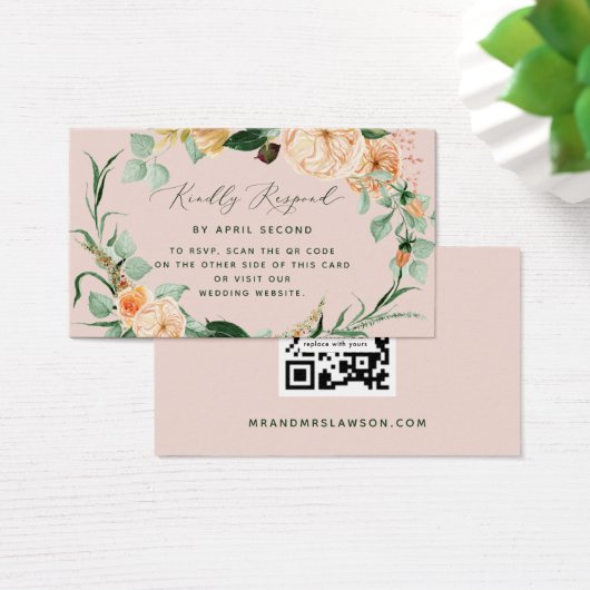 Botanique Boho vert Mariage QR Code carte RSVP (Bureau)
