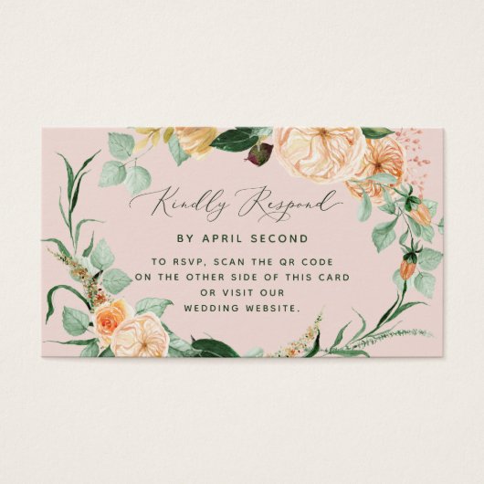 Botanique Boho vert Mariage QR Code carte RSVP (Devant)