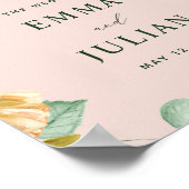 Botanique Boho vert Mariage rose Affiche de bienve (Coin)