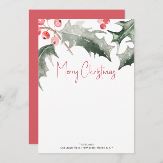 Botanique Custom Noël papeterie Carte pour notes (Devant / Derrière)